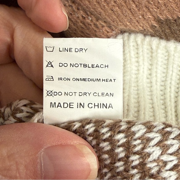 Southern Stitch Leopard Sweater XXL Tan Brown Cream Striped Hem Cozy - Picture 8 of 9